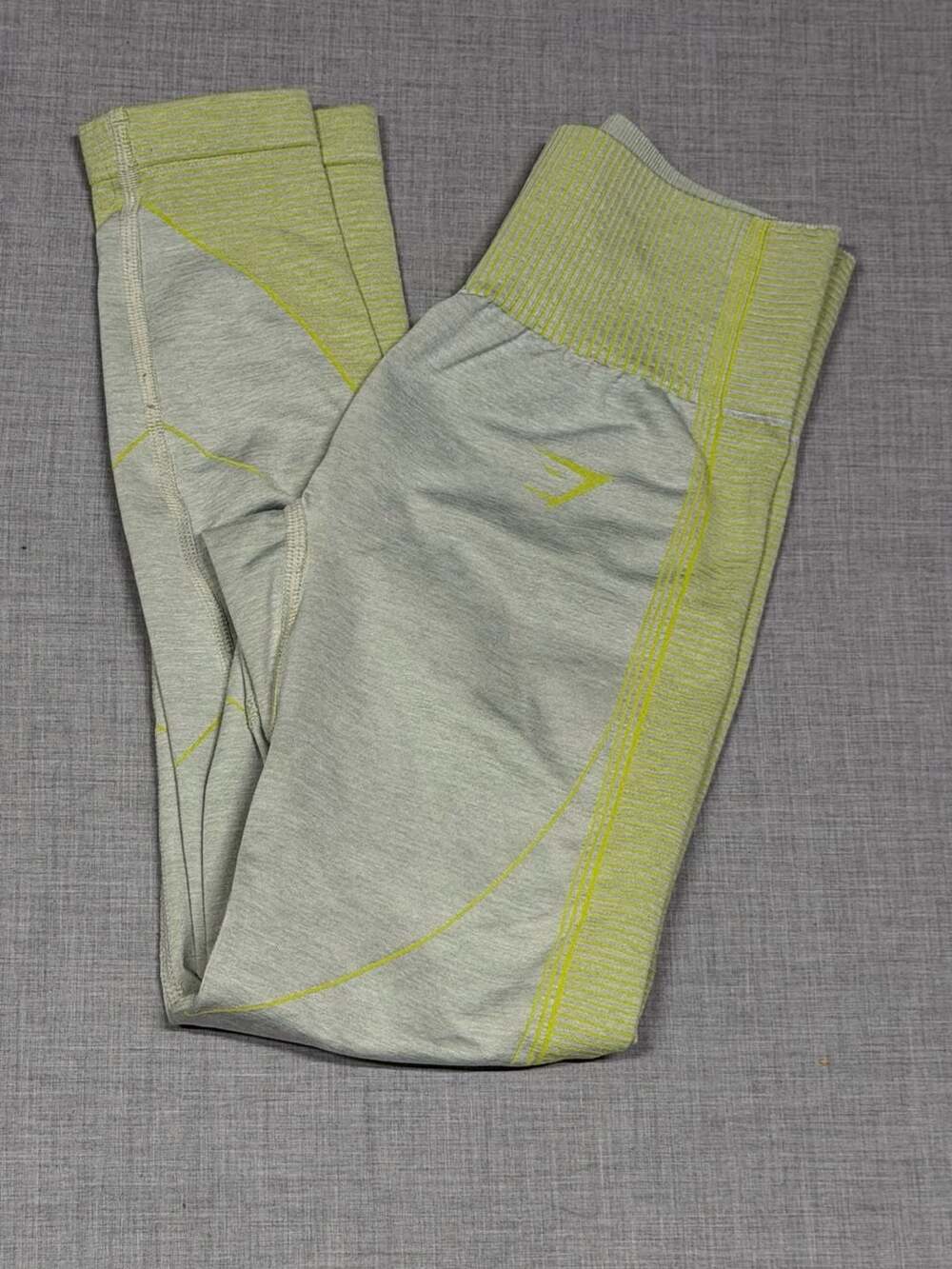 Gymshark Hyper Amplify Seamless Leggings - Light Grey Marl/Lime